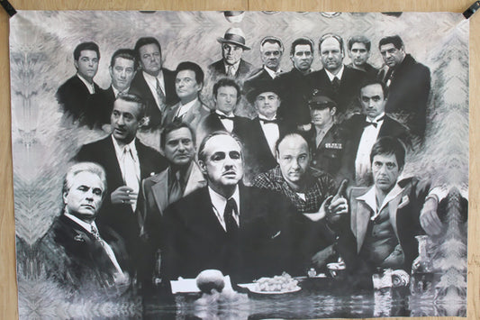 Giant Canvas of Godfather Cast Black and White 44 x 65