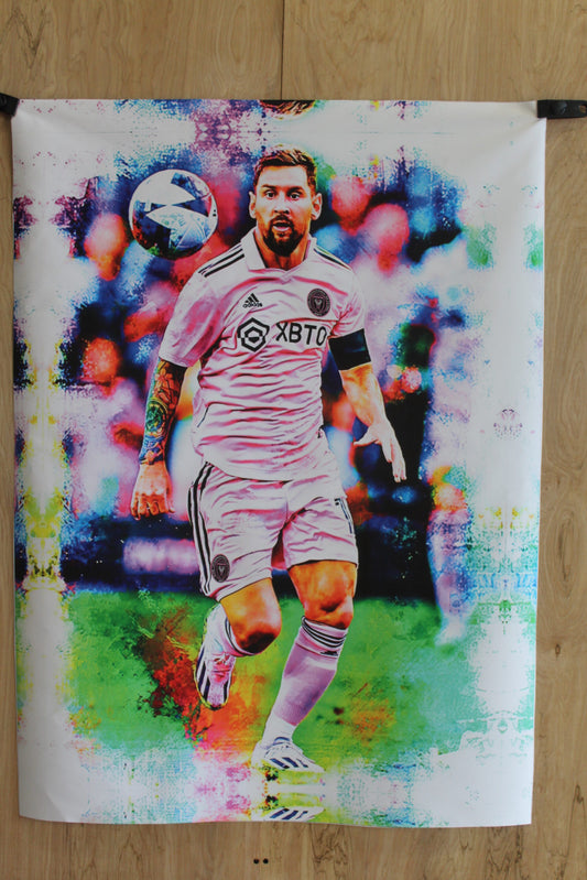 Colorful Lionel Messi Soccer Player Unframed Rolled Canvas 32 x 44