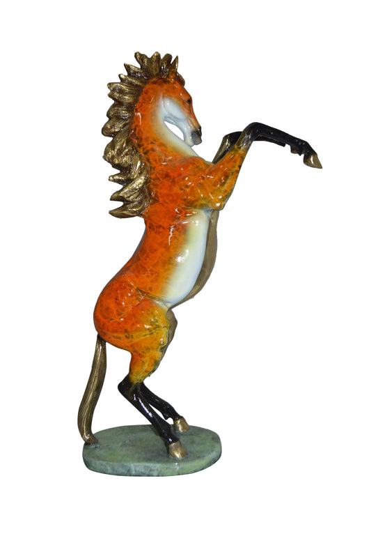 Horse on a Marble Base Bronze Statue - Size: 20"L x 8"W x 27"H.