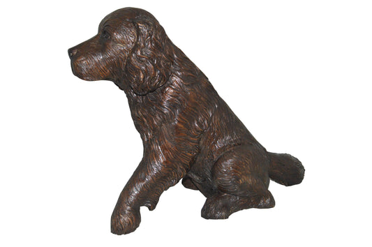 Cocker Spaniel dog Sitting Bronze Statue -  Size: 20"L x 10"W x 16"H.