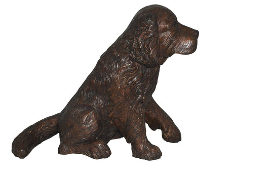 Cocker Spaniel dog Sitting Bronze Statue - Size: 20"L x 10"W x 16"H.