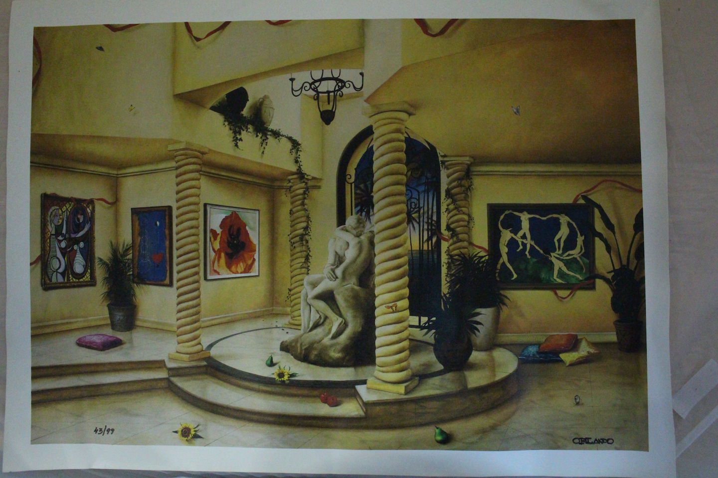 Orlando Quevedo Giclée - The Kiss -medium Painting - Size: 30"L x 20.5"W