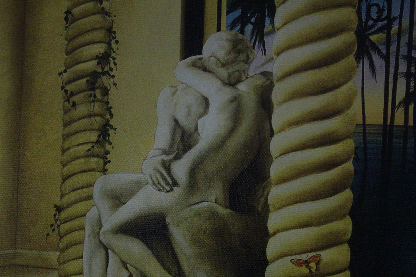 Orlando Quevedo Giclée - The Kiss -medium Painting - Size: 30"L x 20.5"W