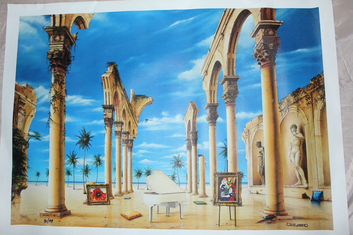 Orlando Quevedo Giclée "Ancient Times" Medium Painting - Size: 30"L x 20.5"W