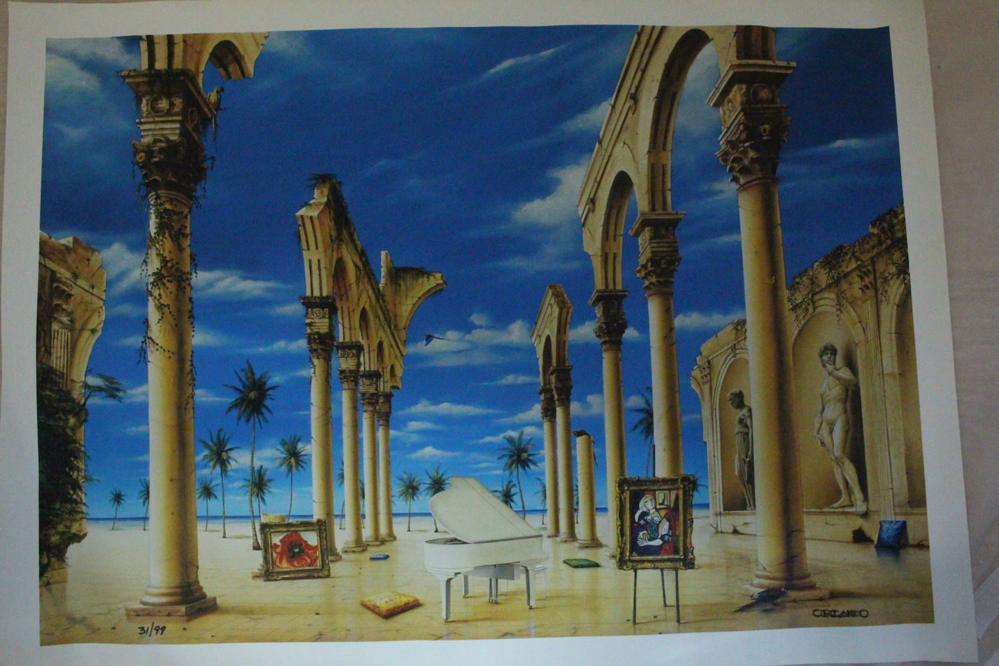 Orlando Quevedo Giclée "Ancient Times" Medium Painting - Size: 30"L x 20.5"W