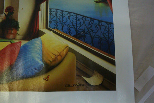 Orlando Quevedo Giclée A View From My Room Medium Painting - Size 30"L x 20.5"W