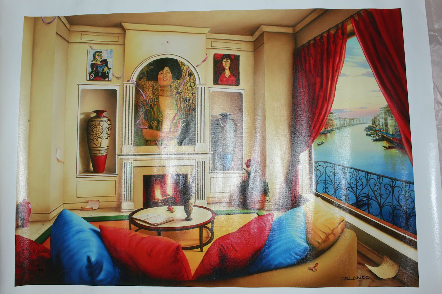 Orlando Quevedo Giclée A View From My Room Medium Painting - Size 30"L x 20.5"W
