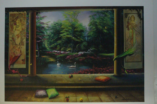 Orlando Quevedo Giclée "Paradise" Painting -  Size: 21"L x 13.5"W