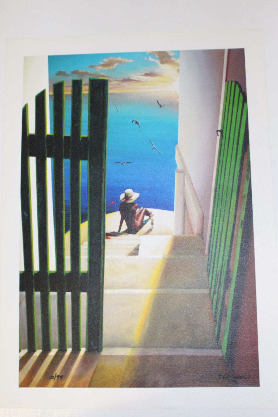 Orlando Quevedo Giclée women watching water Painting - Size: 21"L x 13.5"W