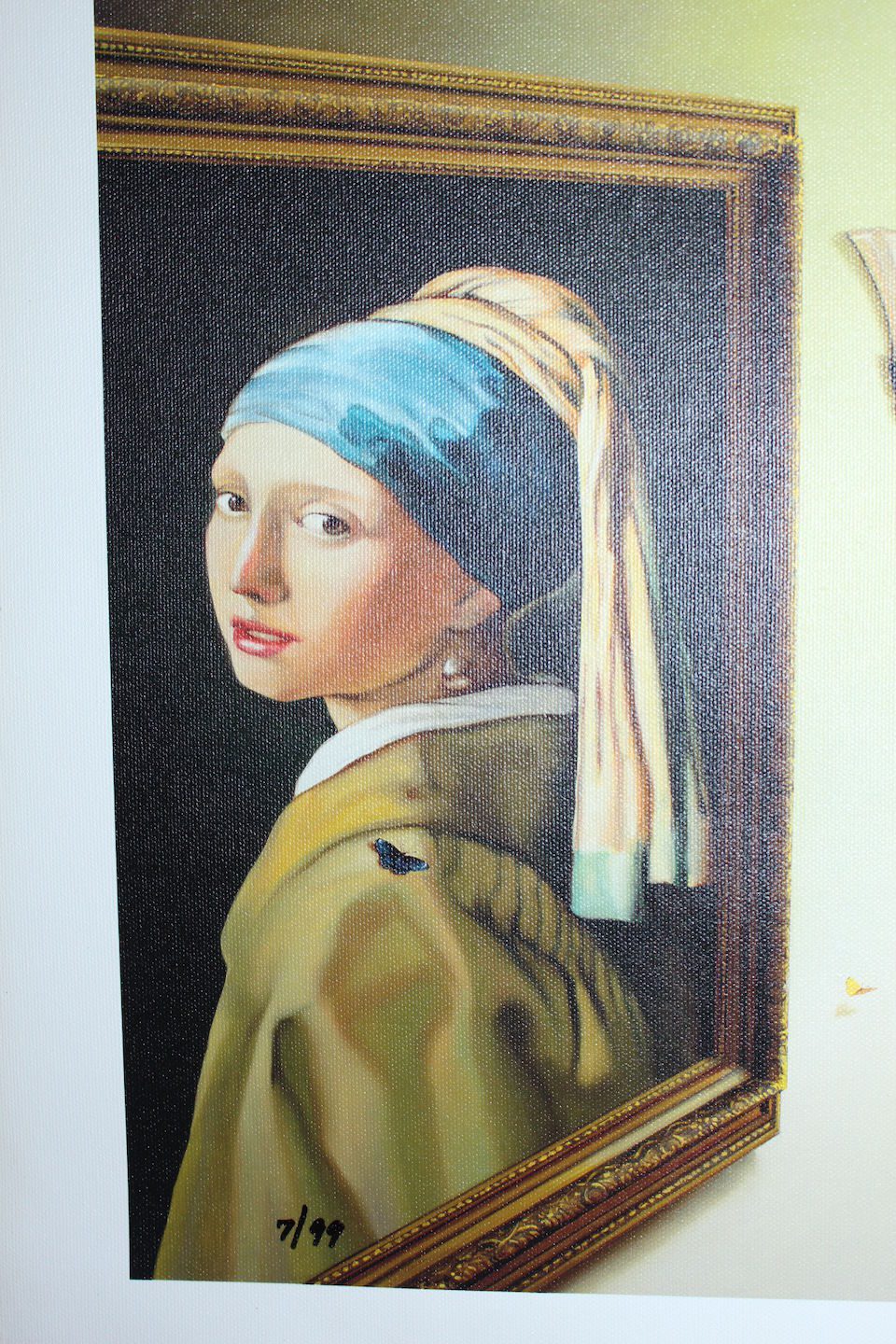 Orlando Quevedo Giclée - Girl and Vermeer Painting - Size: 21"L x 13.5"W