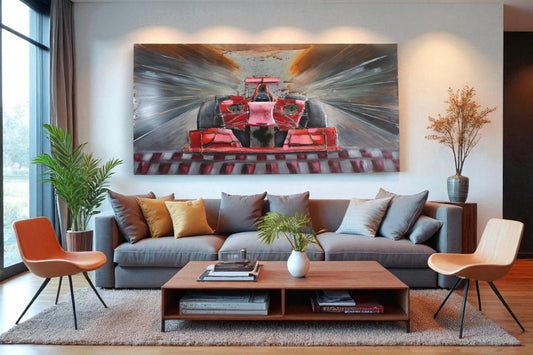 NIFAO Formula One Inspired Red Racing Car 3D Metal Wall Art 79" x 2" x 40"H