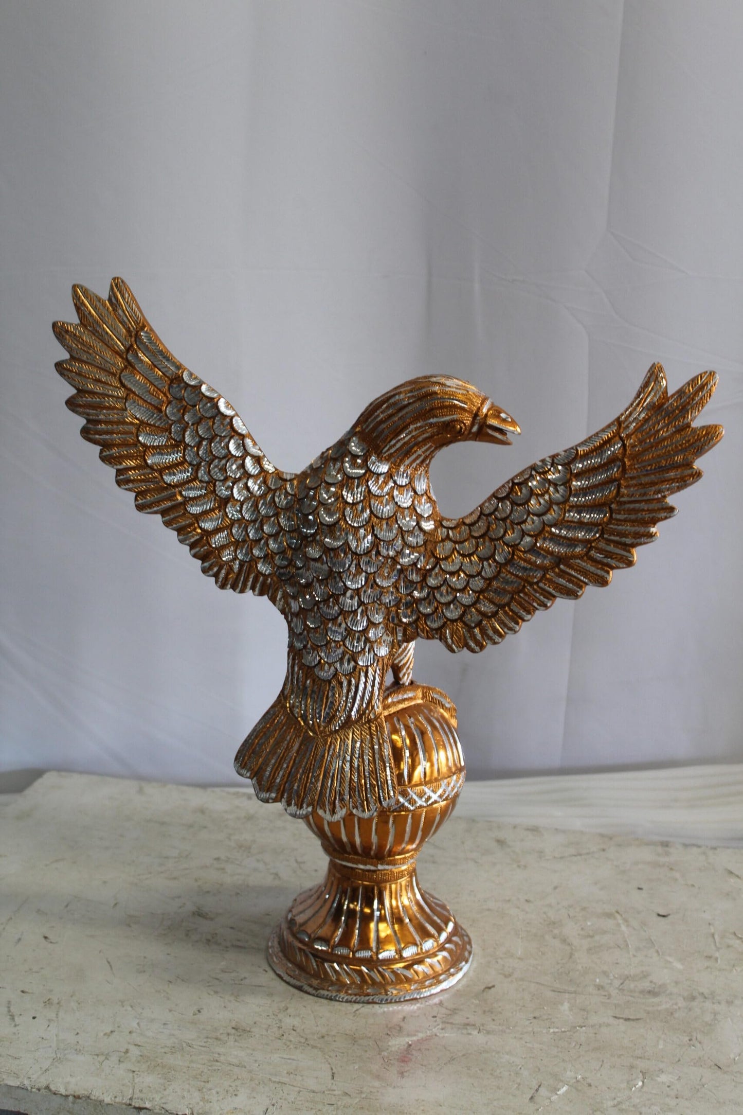 Golden Touched Aluminum Eagle Statue Majestic Home Accent 18" x 7" x 19"H