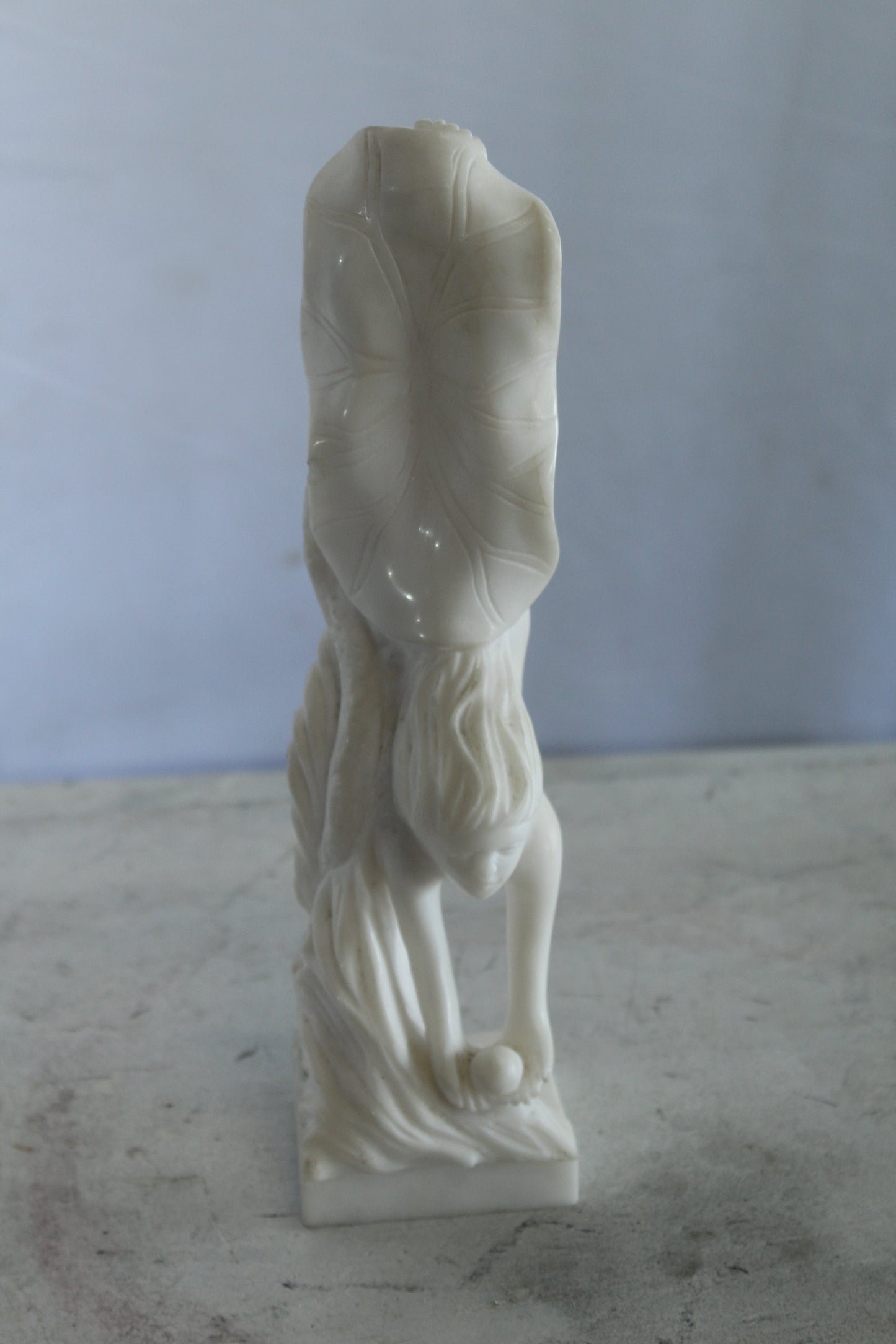 NIFAO Marble Woman Diving for a Pearl Marble Sculpture 4" x 4" x 12"H