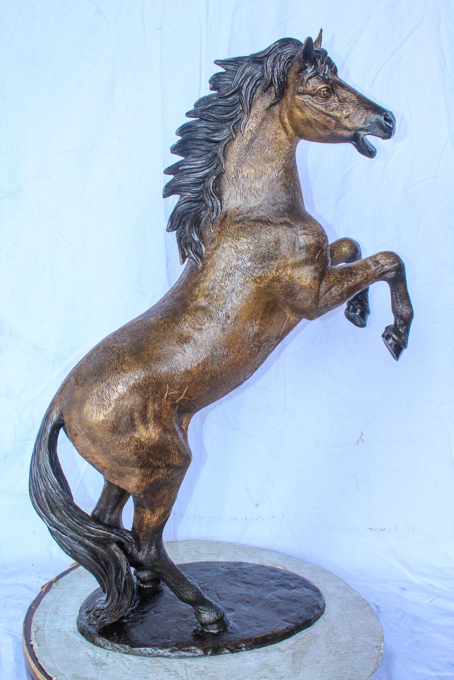 Exquisite Galloping Horse Bronze Statue, Exceptional Detail 28" x 12" x 40"H