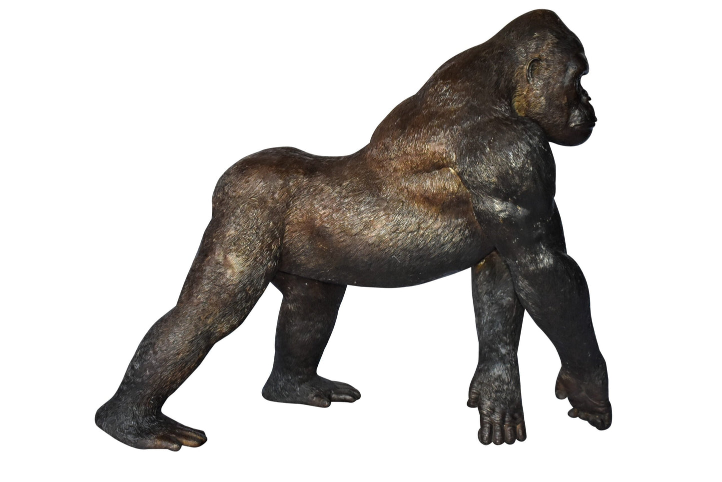 Gorilla Walking Detailed and Impressive Bronze Statue Size: 38" x 15" x 33"H