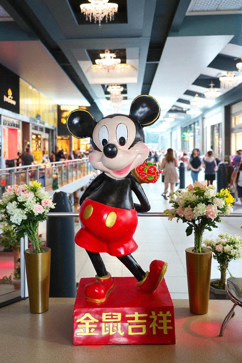 Large Cartoon Girl Character Holding Gold Bowl Statue 21" x 21" x 47"H