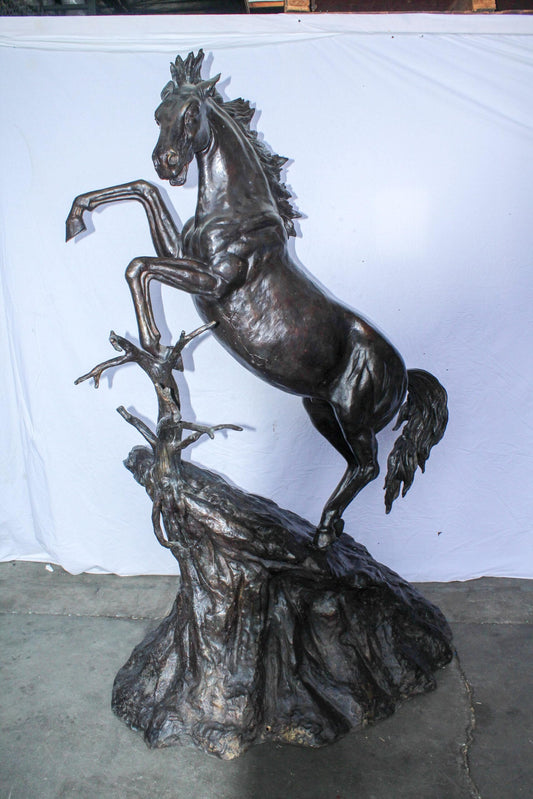 Life Size Bronze Rearing Horse Sculpture by J. Dagan 60" x 37" x 81"H