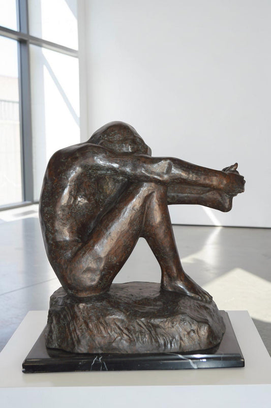 The Despair Rodin Replica Bronze Statue - Size: 12"L x 11"W x 19"H.