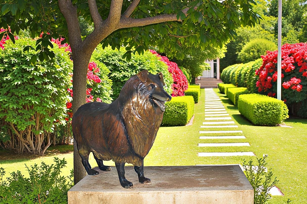 Collie Dog Bronze Statue -  Size: 31"L x 9"W x 24"H.