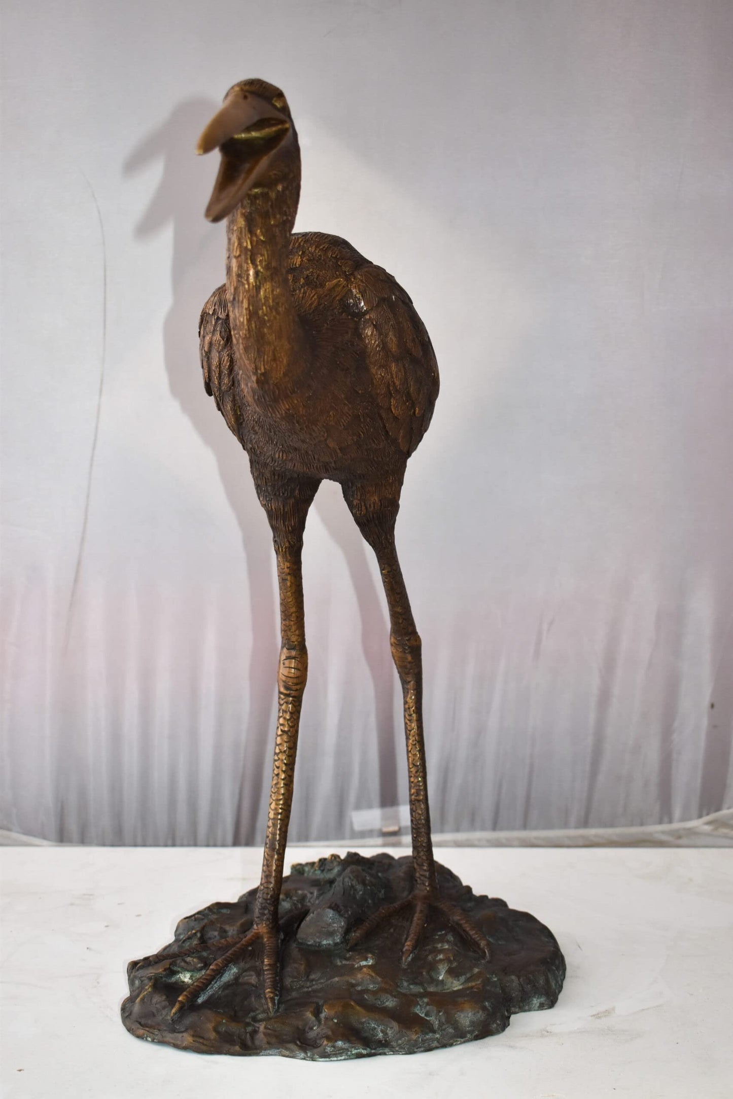 Great Blue Heron Brown Patina Bronze Statue Size: 25" x 15" x 25"H