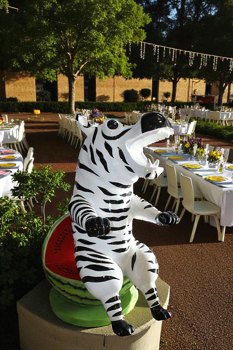 Happy Hippo Wearing Pajamas on a Watermelon Fiberglass statue 40" x 58" x 67"H
