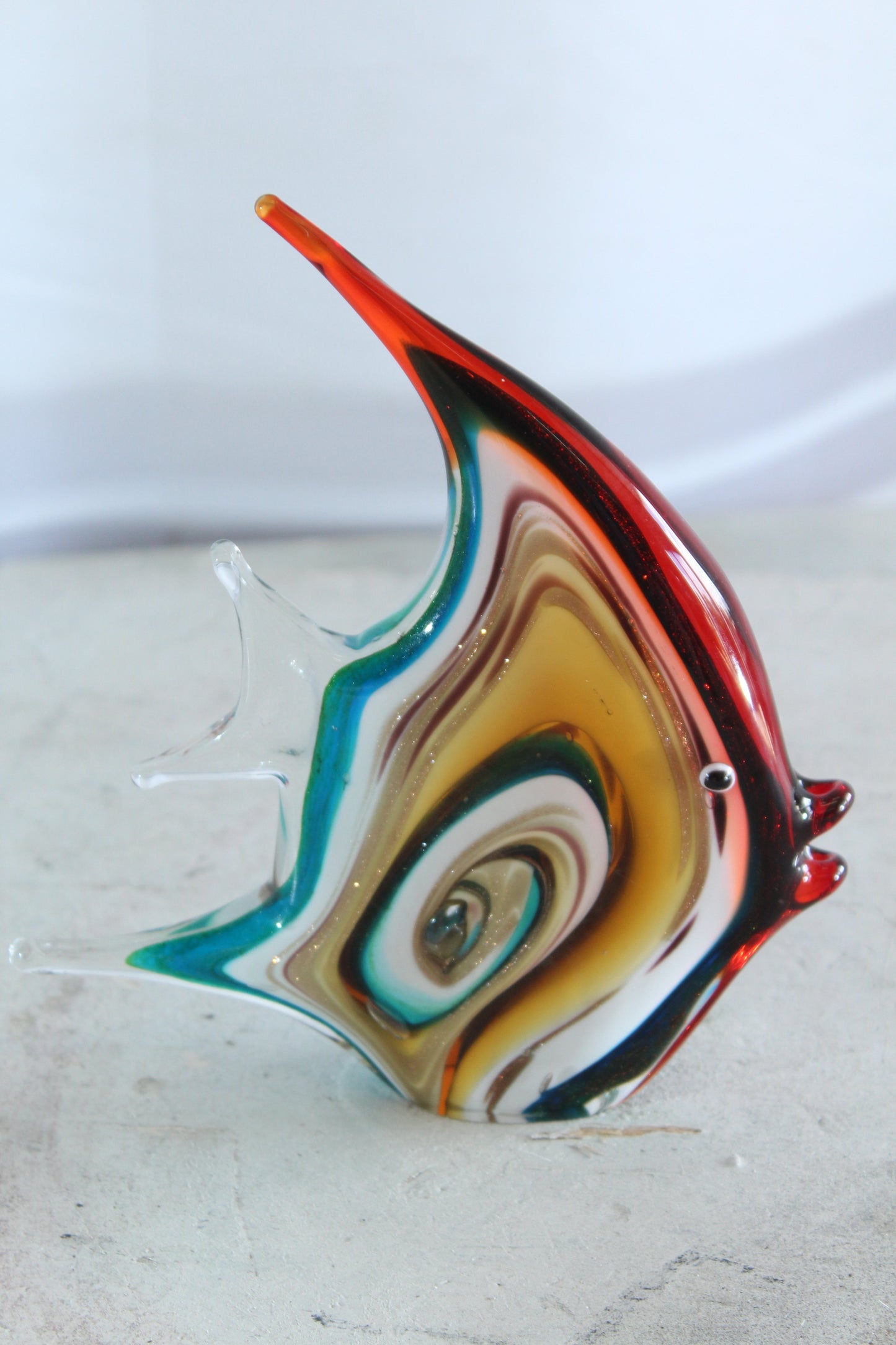 NIFAO Glass Angelfish Sculpture Coastal Art Decor 8" x 2" x 9"H