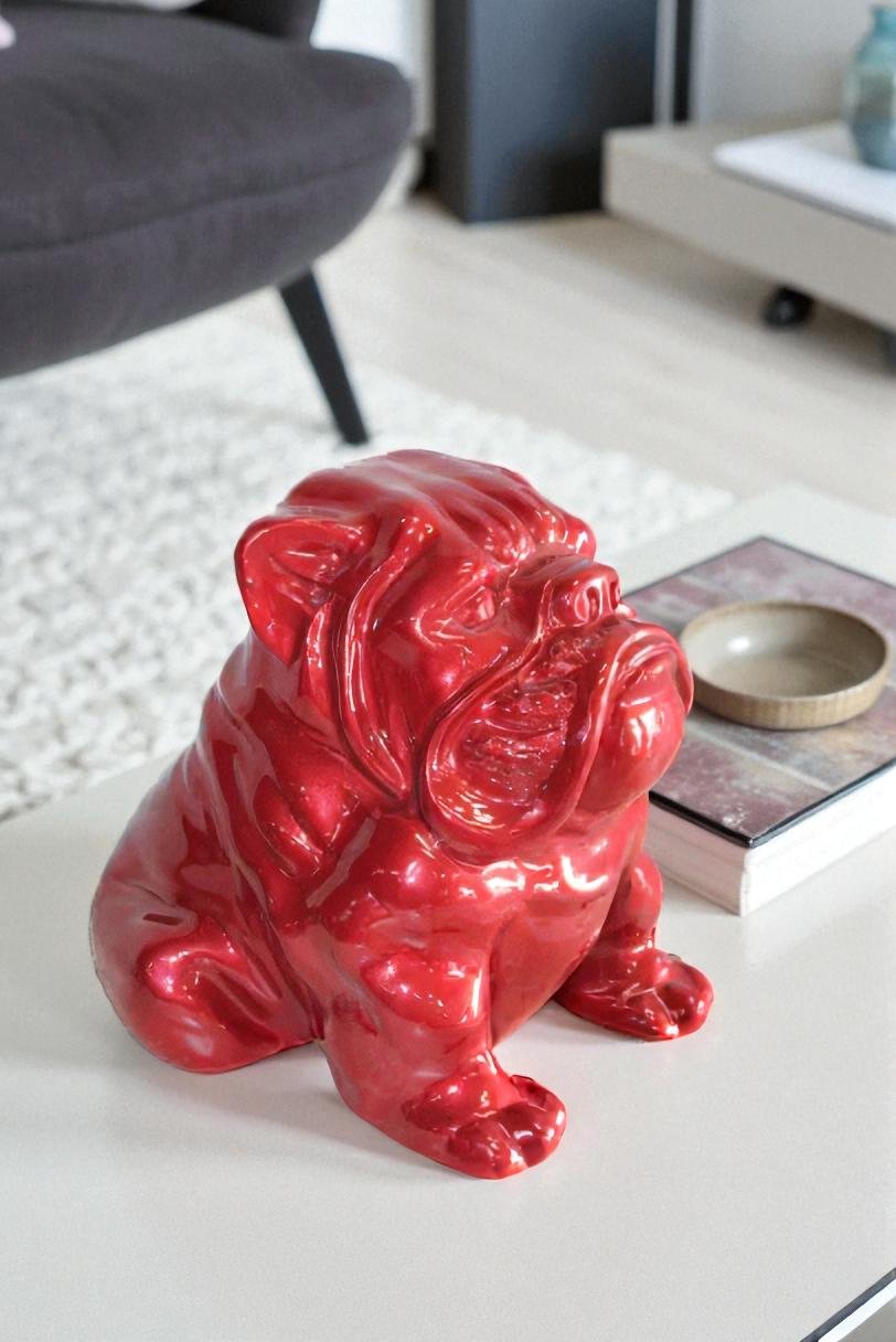 Adorable Red Resin, Fiberglass Statue of a bulldog figurine 19" x 15" x 16"H