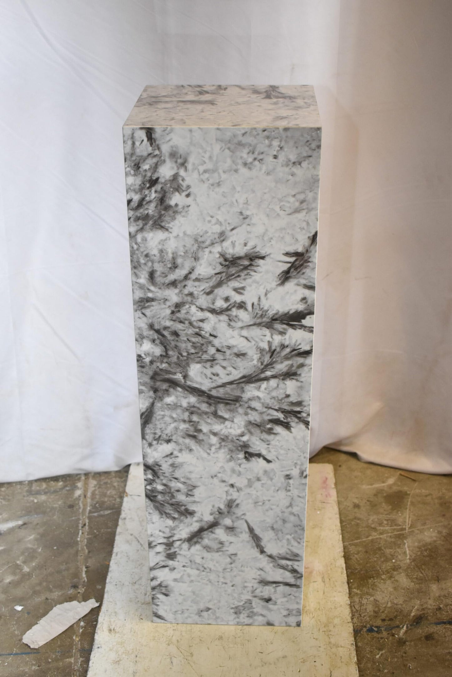 Pedestal For Artwork, Modern Gray Black and White Porcelain. 12" x 12" x 39"H
