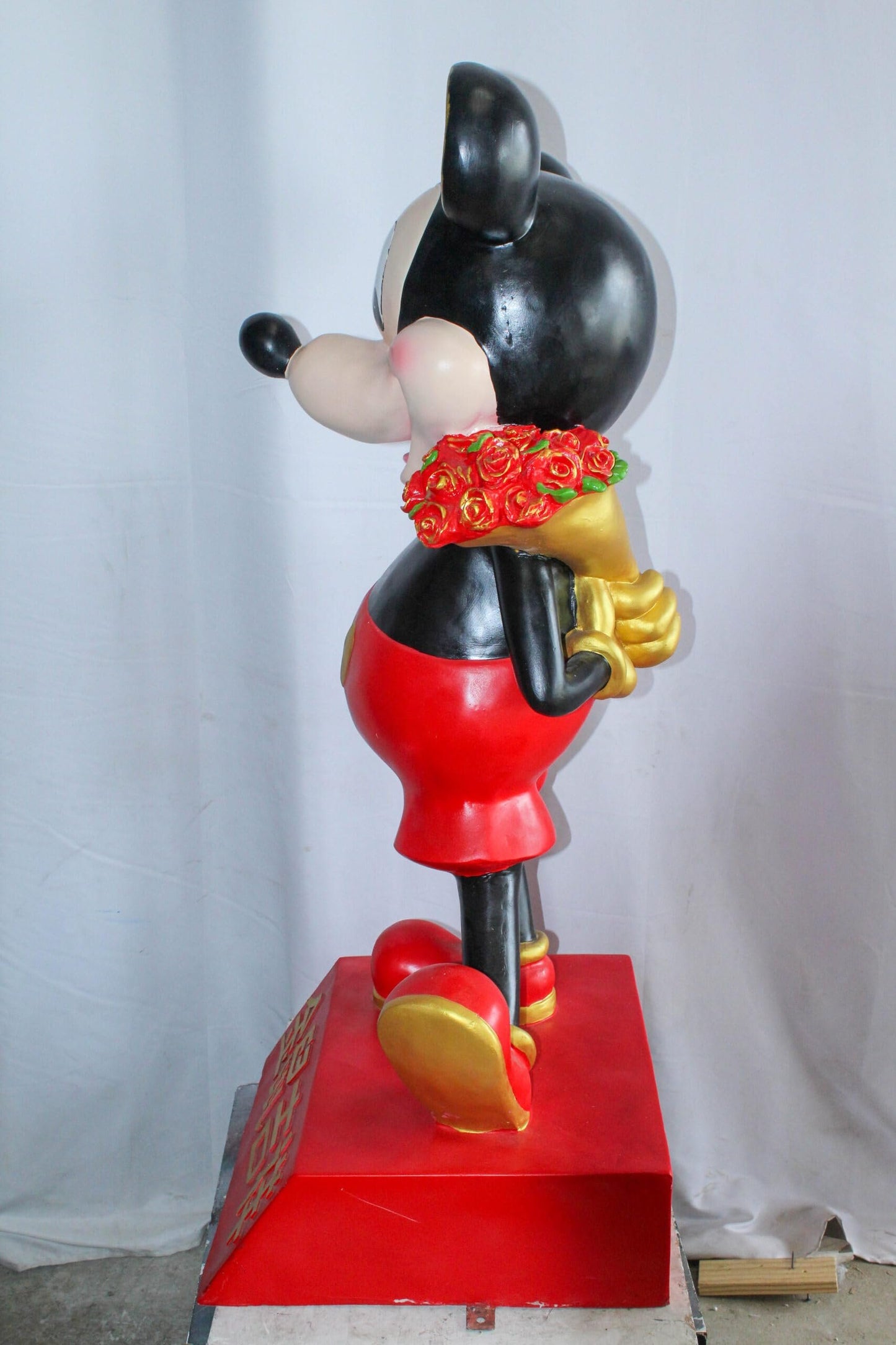 Large Cartoon Girl Character Holding Gold Bowl Statue 21" x 21" x 47"H