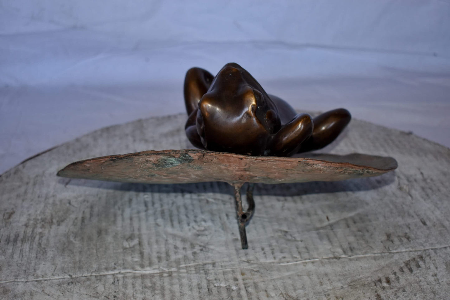 Relaxed Frog Supine on a Lily Bronze Statue Wall Fountain  14" x 6" x 12"H