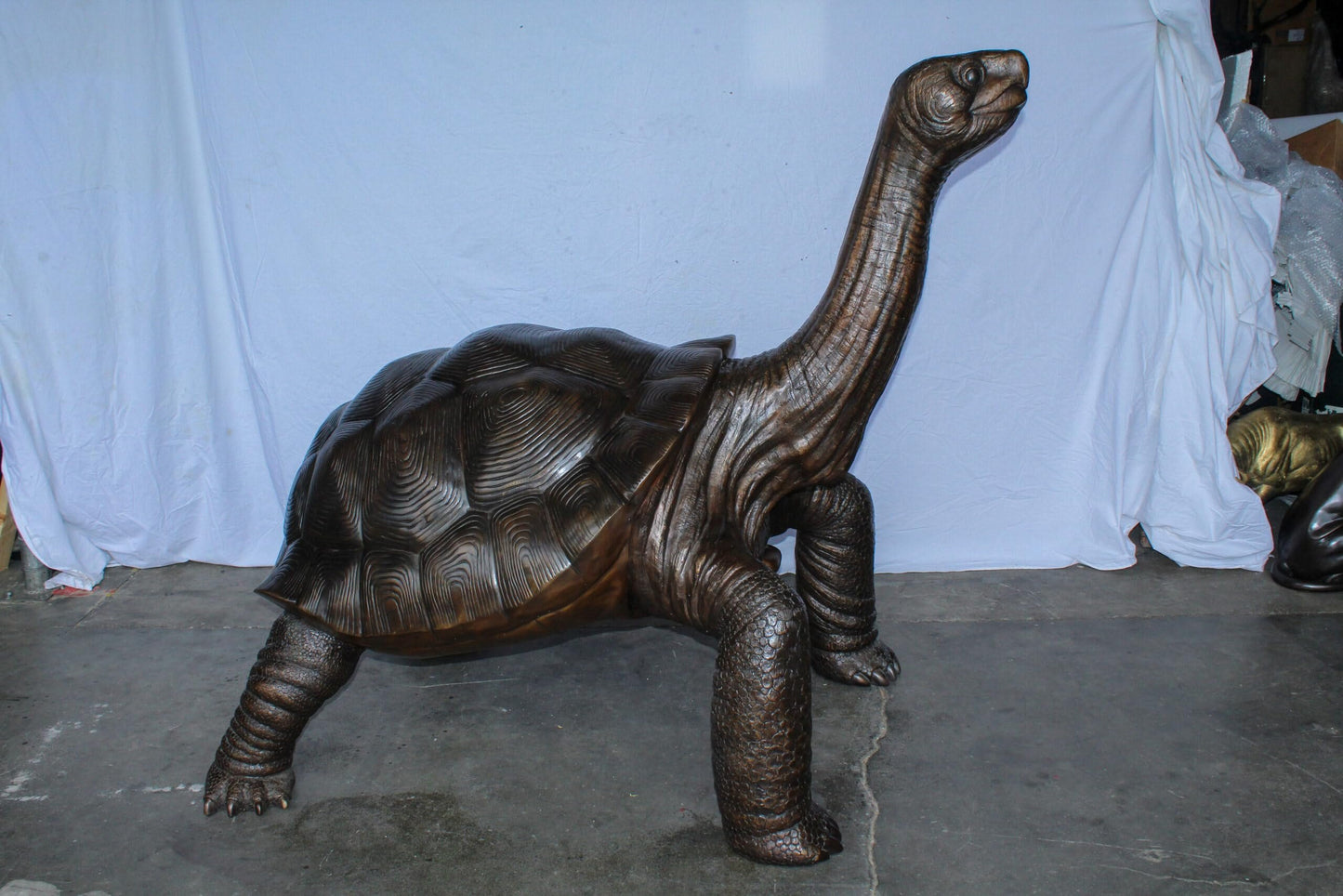 Giant Bronze Tortoise Statue with Detailed Textured Shell 66" x 41" x 59"H