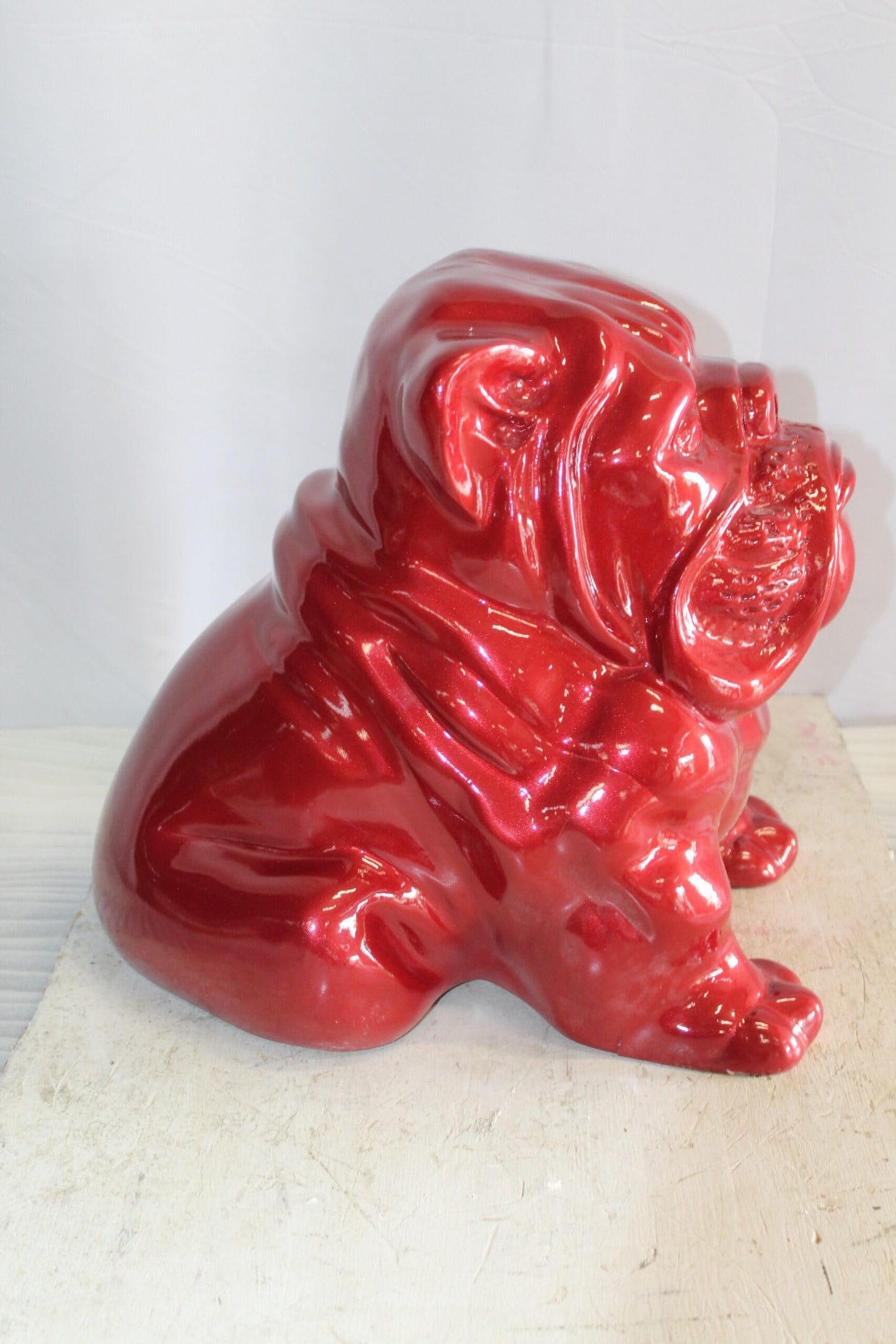Adorable Red Resin, Fiberglass Statue of a bulldog figurine 19" x 15" x 16"H