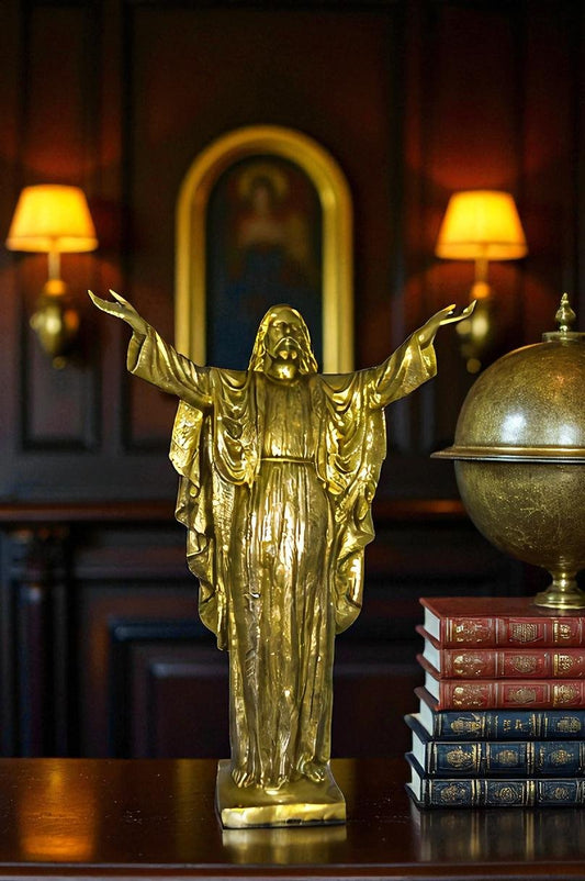 Jesus Opens His Hands Bronze Statue - Size: 10"L x 21"W x 32"H