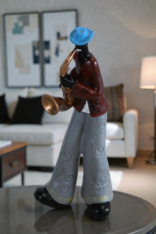 NIFAO Jazz Saxophone Player Resin Figurine Musician Statue 4"x3"x10"H