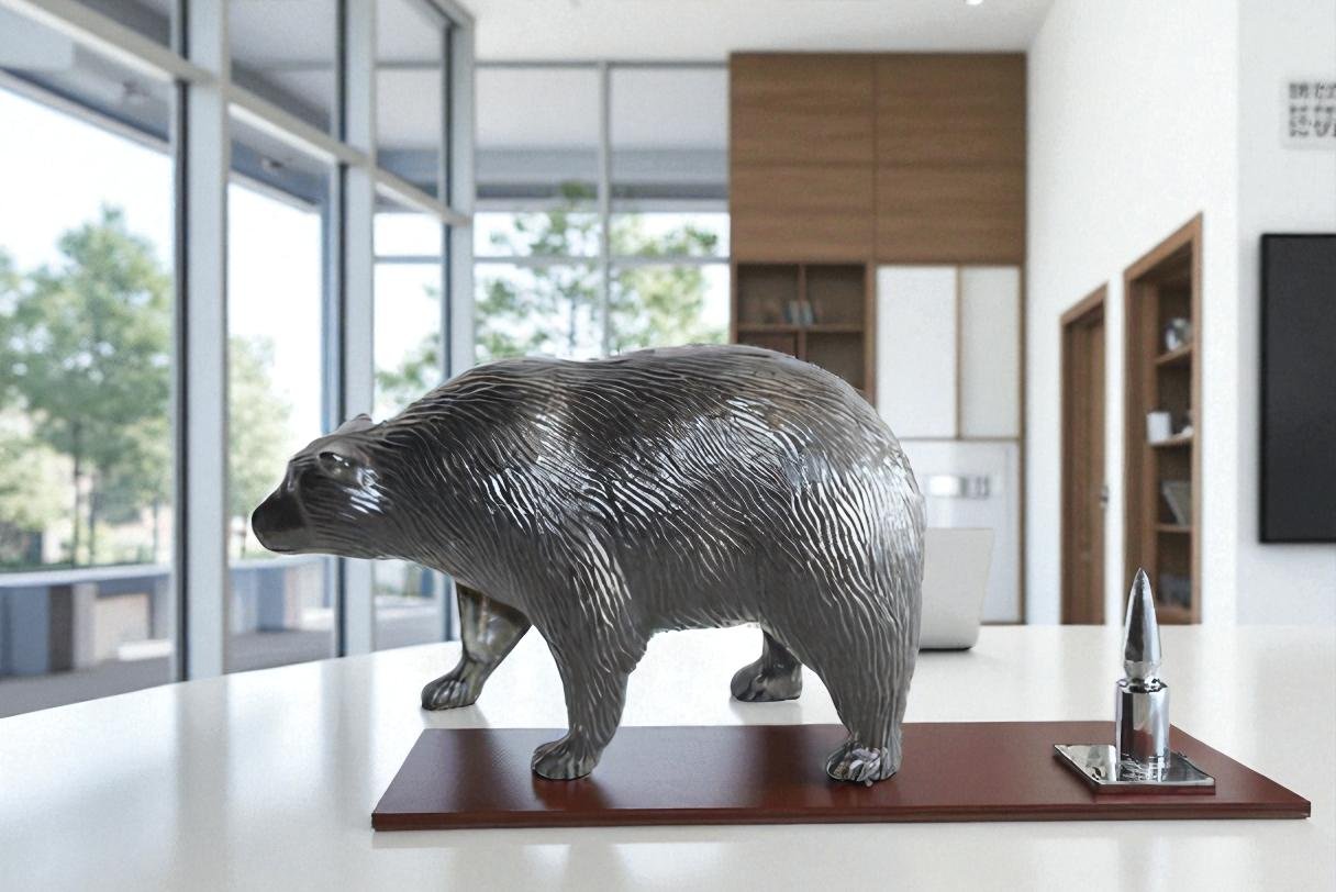Aluminum Small Bear Sculpture, Majesty for Your Space 11" x 4" x 7"H