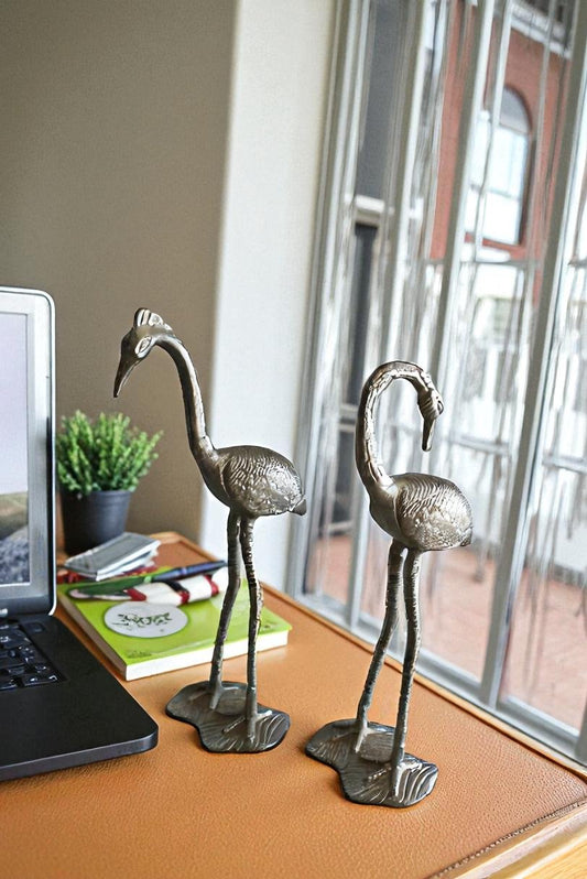 Aluminum Pair of Swans with Gold and Silver Finish 8" x 6" x 22"H