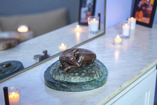 Deer Lazy Days, Small Bronze Statue Signed by Robert Beeler 6" x 7" x 3"H