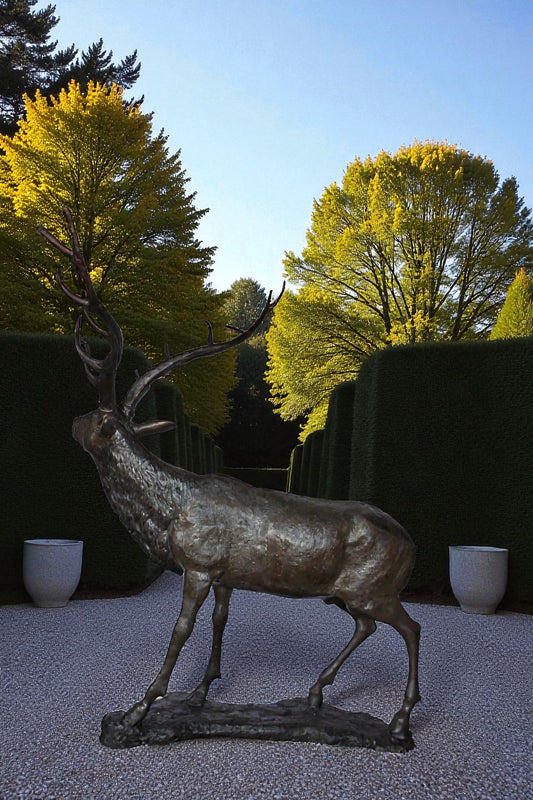Lifesize And Incredibly Detailed Reindeer Bronze Statue Size: 75" x 50" x 85"H