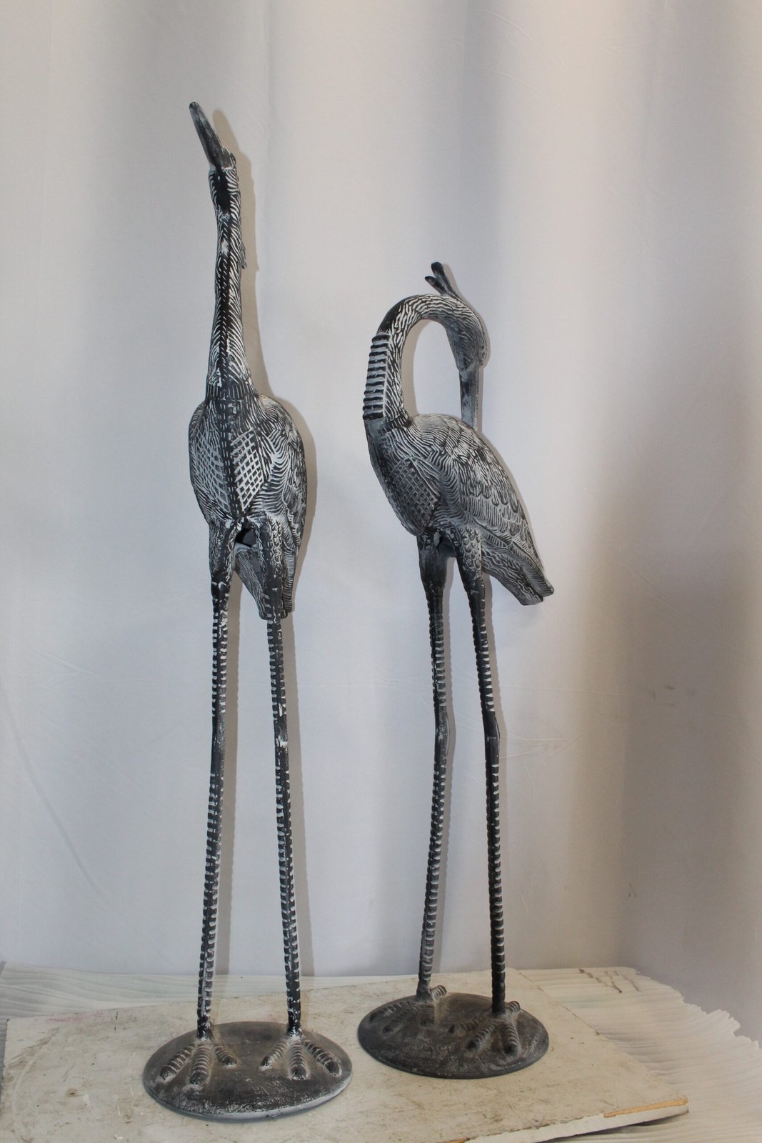 Aluminum Pair of Decorative Cranes, an Elegant Home Accent 26" x 11" x 48"H
