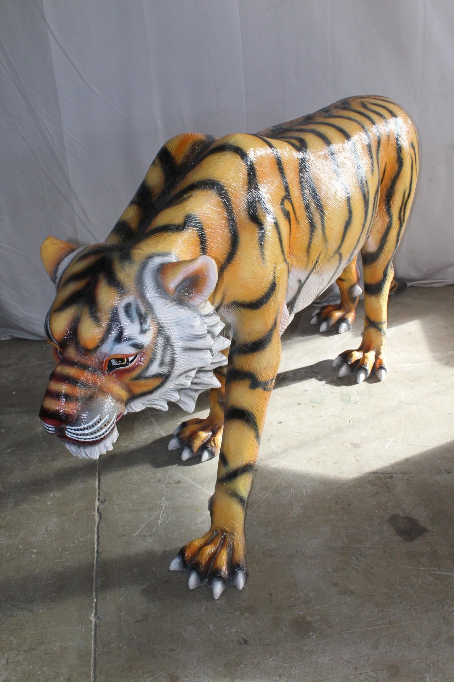 Life Size Fiberglass Tiger Statue, Captivating Majesty 92" x 20" x 40"H