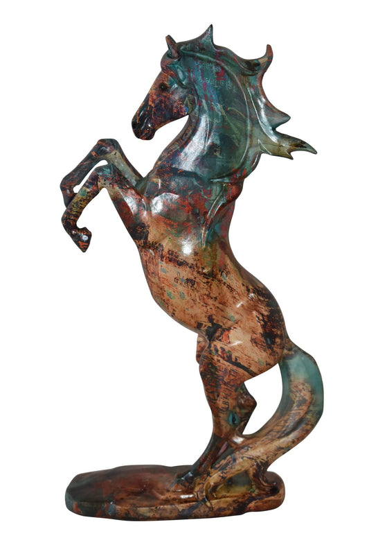 Small Varicolored Rearing Horse Resin Statue Size: 8" x 3" x 13"H