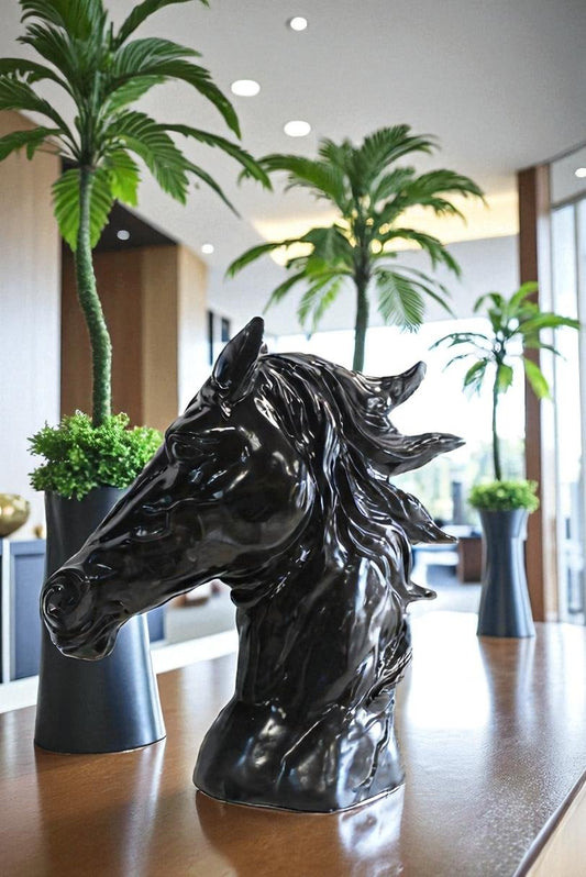Pure Elegance, Fiberglass Black Stallion Bust 36" x 14" x 36"H