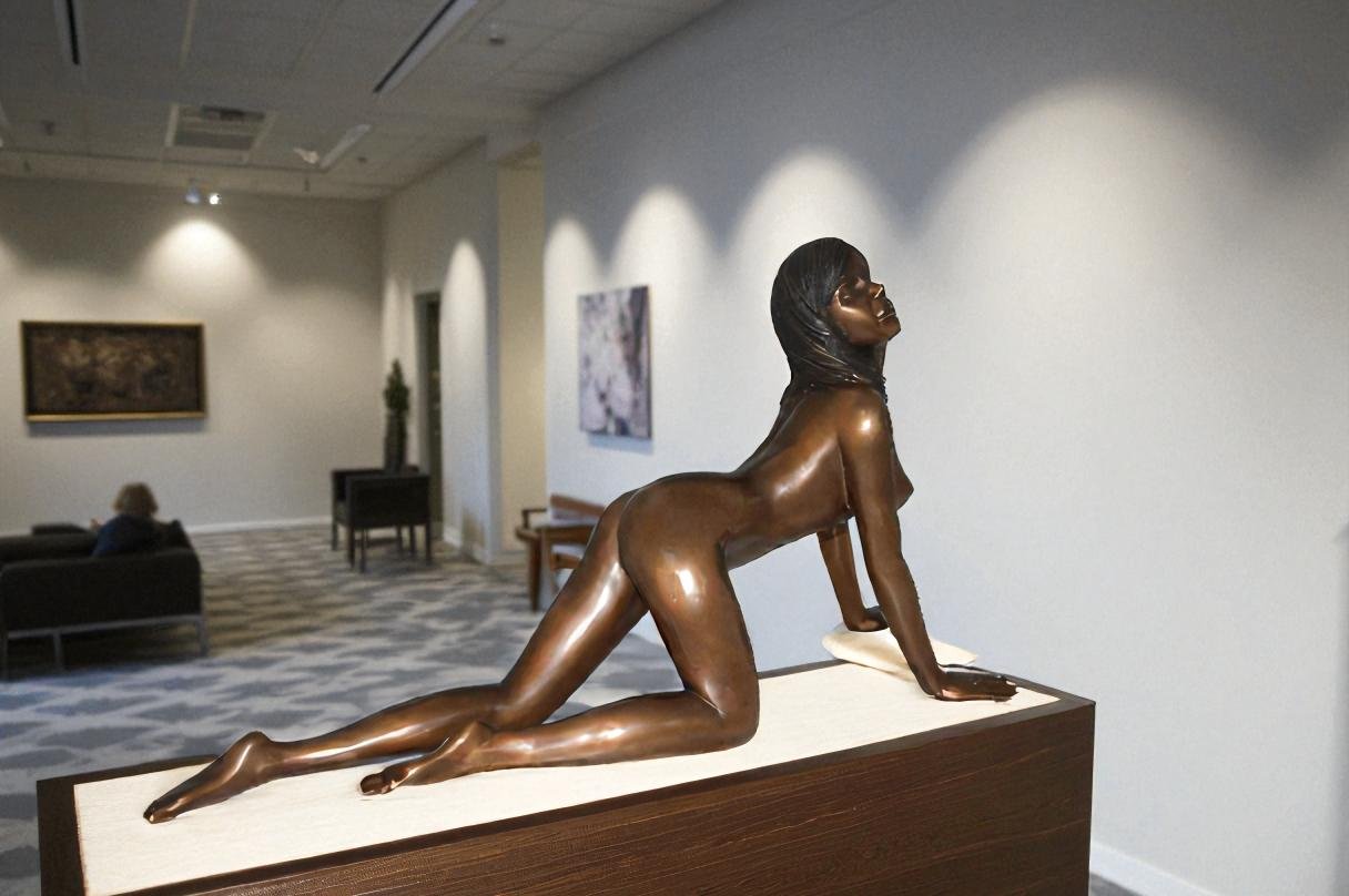 Nude Crawling Women Erotic Bronze Statue Art Nude- Size: 24"L x 10"W x 11"H.