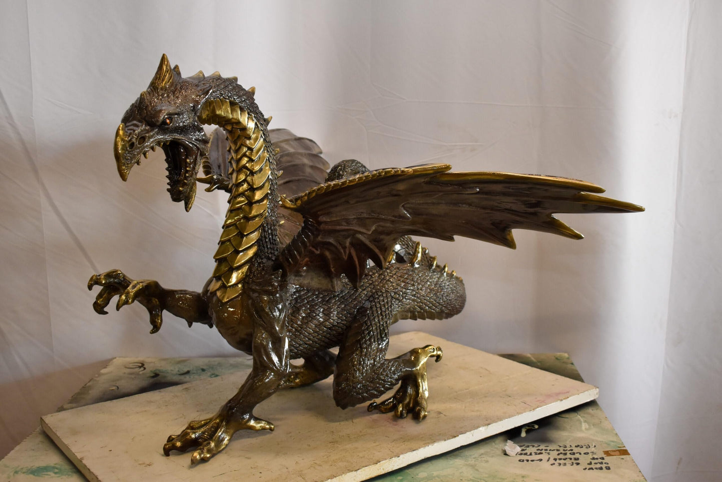 Dragon Bronze Statue with Two Tone Bronze Finish 32" x 36" x 25"H