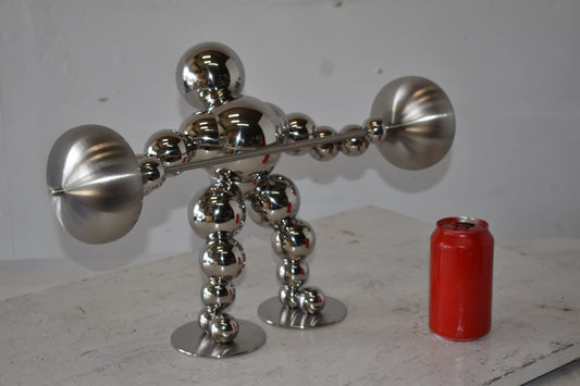 Modern Art Weightlifter Second Pull Position Chrome Statue Size: 20" x 9" x 12"H