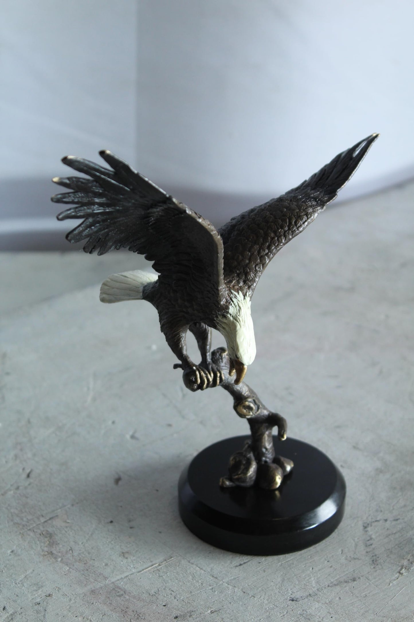 NIFAO Bronze Eagle Statue on Marble Base Soaring Bird Sculpture 8" x 5" x 10"H