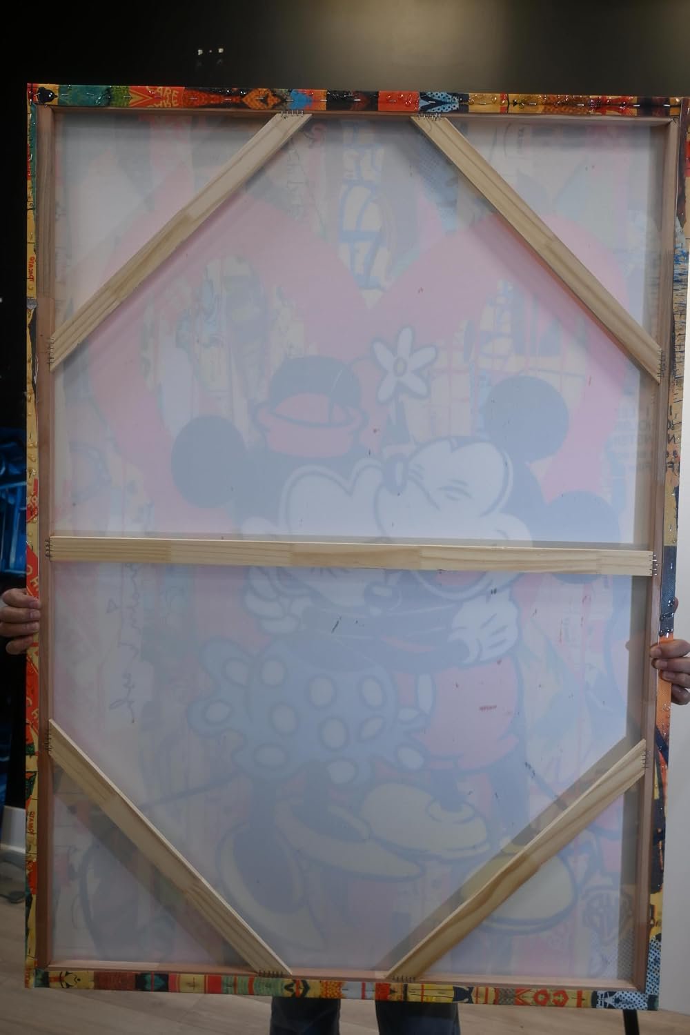 Cartoon Mice Heart Hug Pop Art Resin Canvas 40"x56"