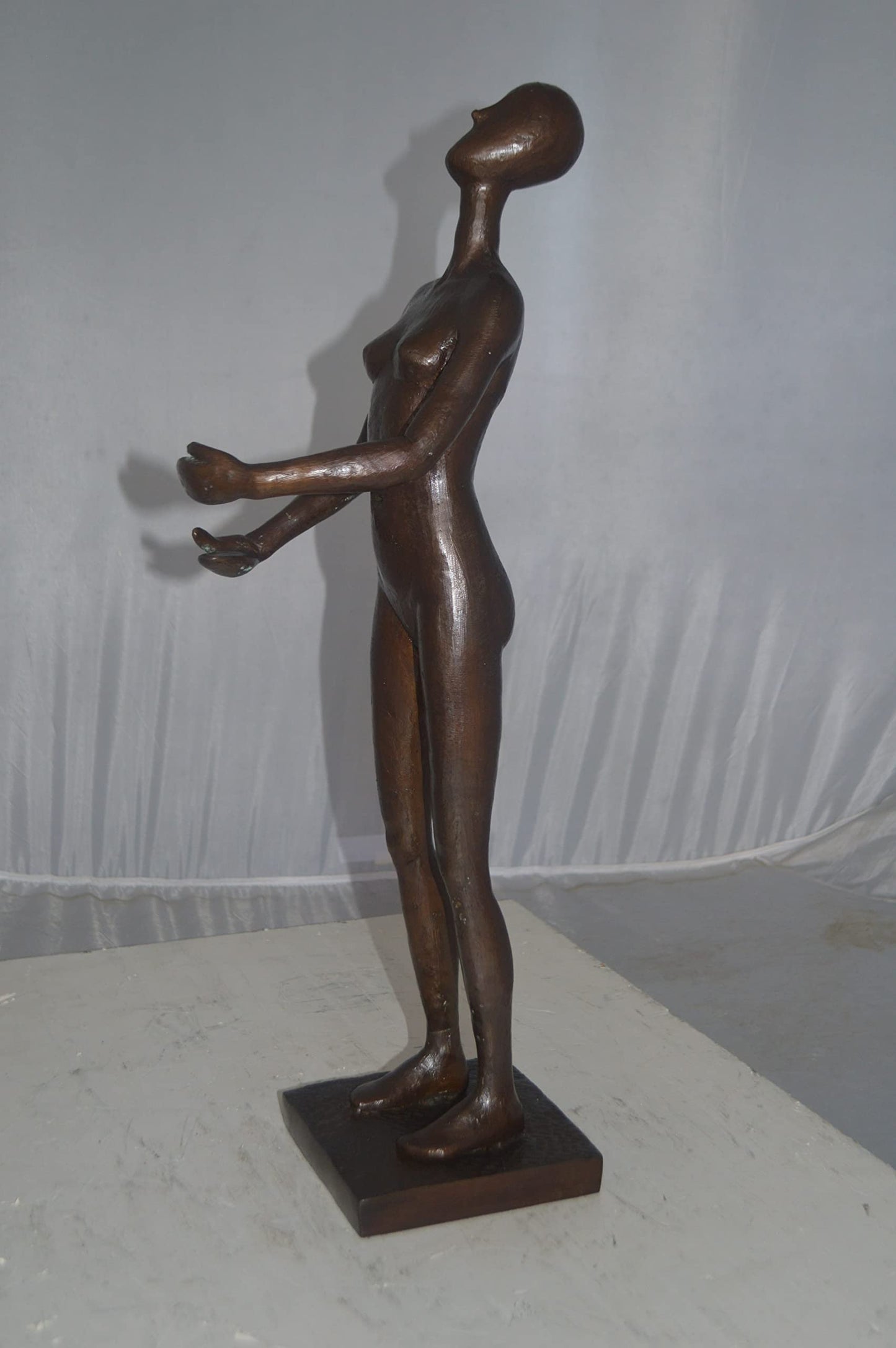 Abstract of Nude Girl Standing Bronze Statue Art Nude - Size: 6"L x 6"W x 24"H.