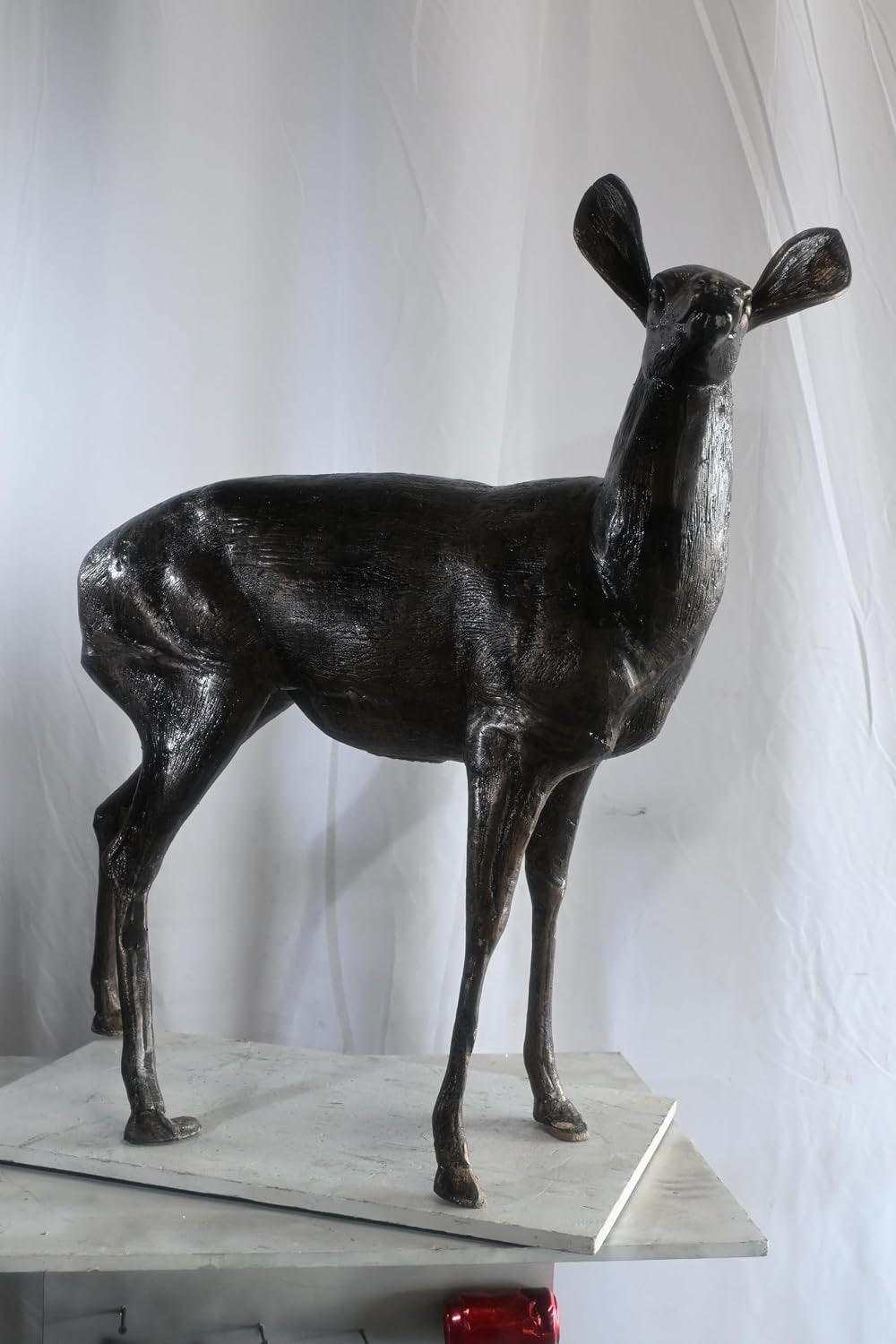 Graceful Doe Deer Statue Large Aluminum Garden Sculpture 48"x18"x46"H