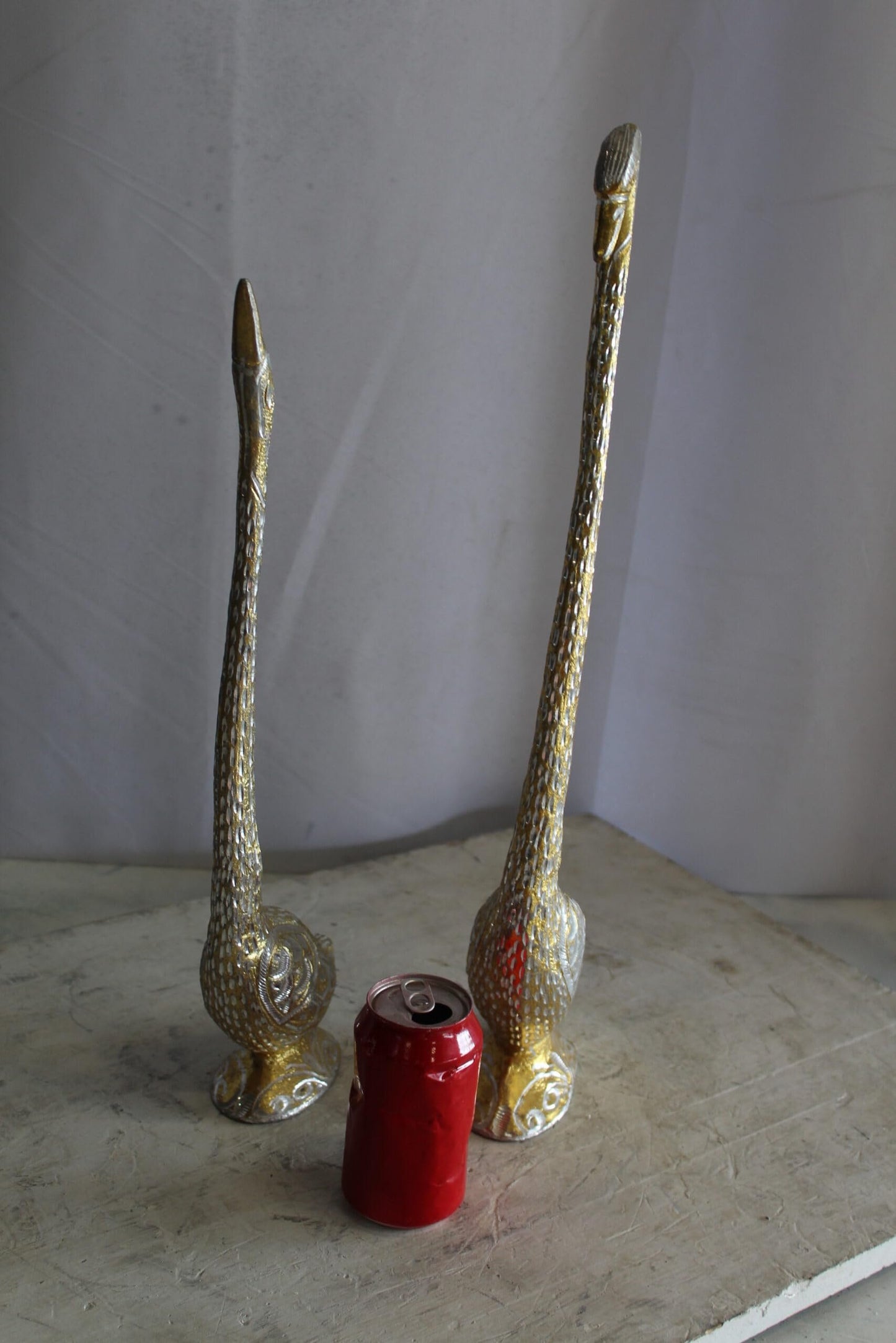 Aluminum Pair of Swans with Gold and Silver Finish 8" x 6" x 22"H